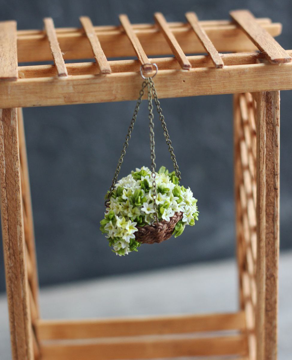 Basket with petunia.Miniature1:12