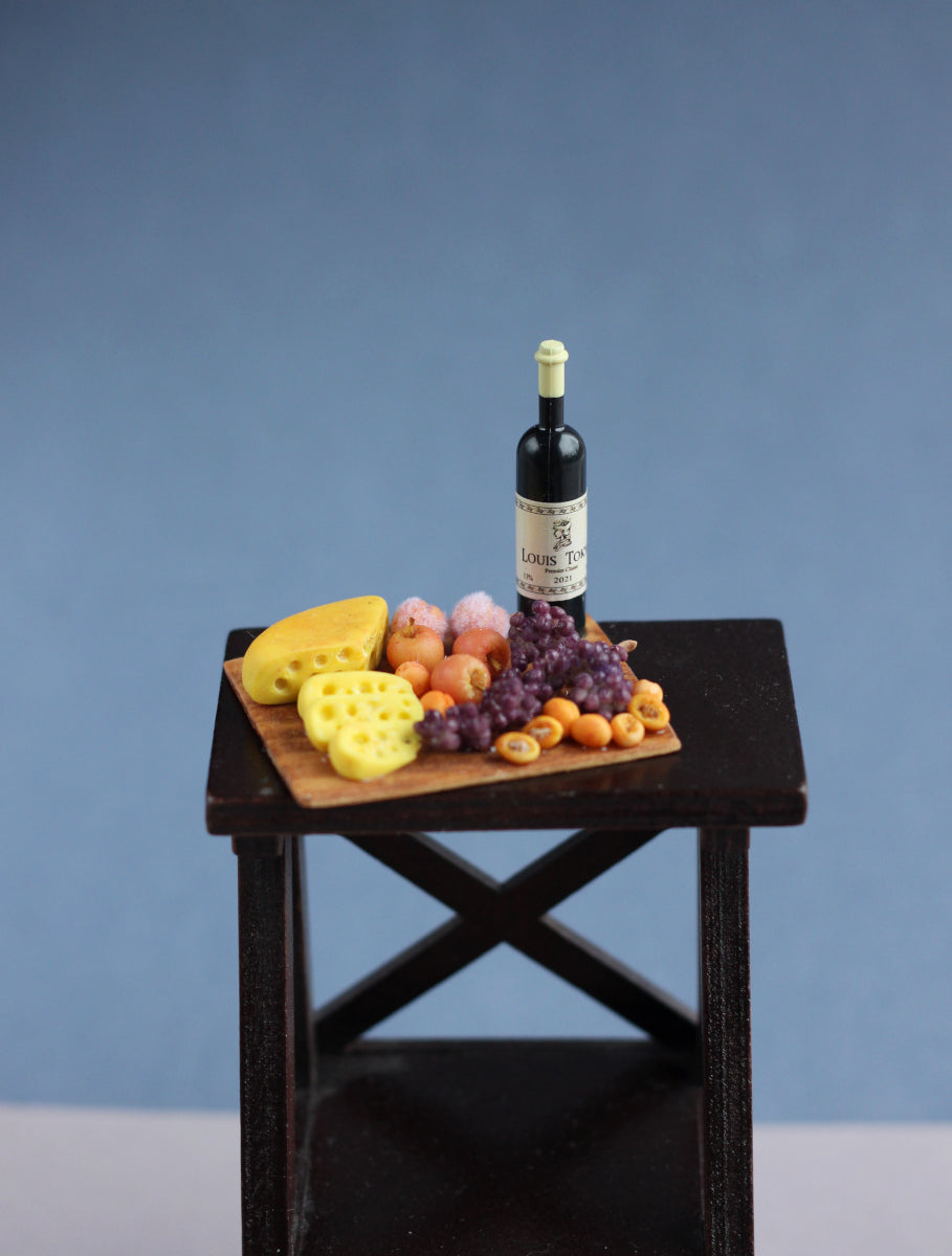 1:6 fruit, cheese and wine cutting board for dollhouse