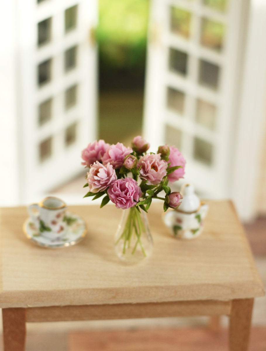 Bouquet of pink peonies. Miniature 1:12