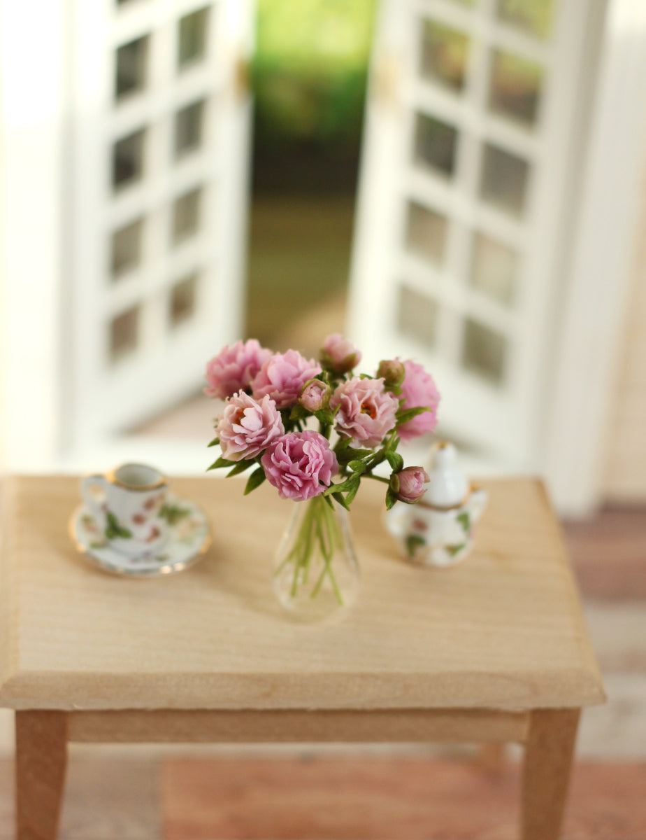 Bouquet of pink peonies. Miniature 1:12