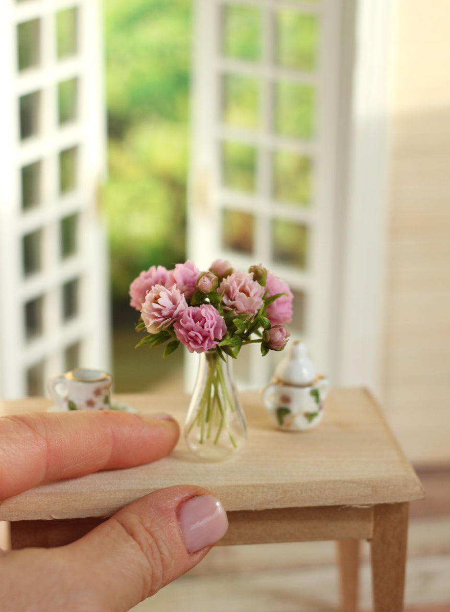 Bouquet of pink peonies. Miniature 1:12