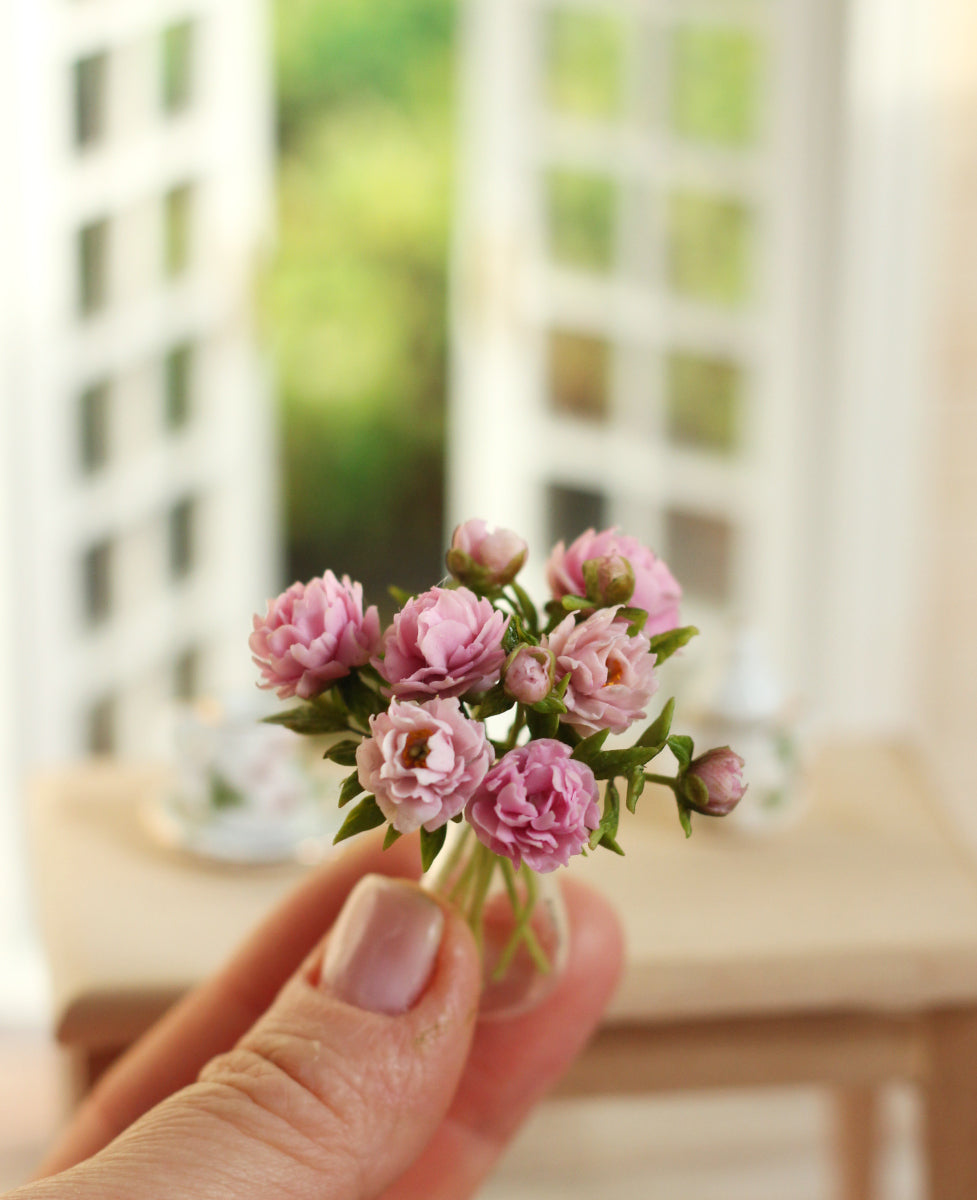 Bouquet of pink peonies. Miniature 1:12