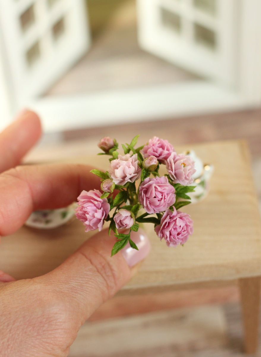 Bouquet of pink peonies. Miniature 1:12