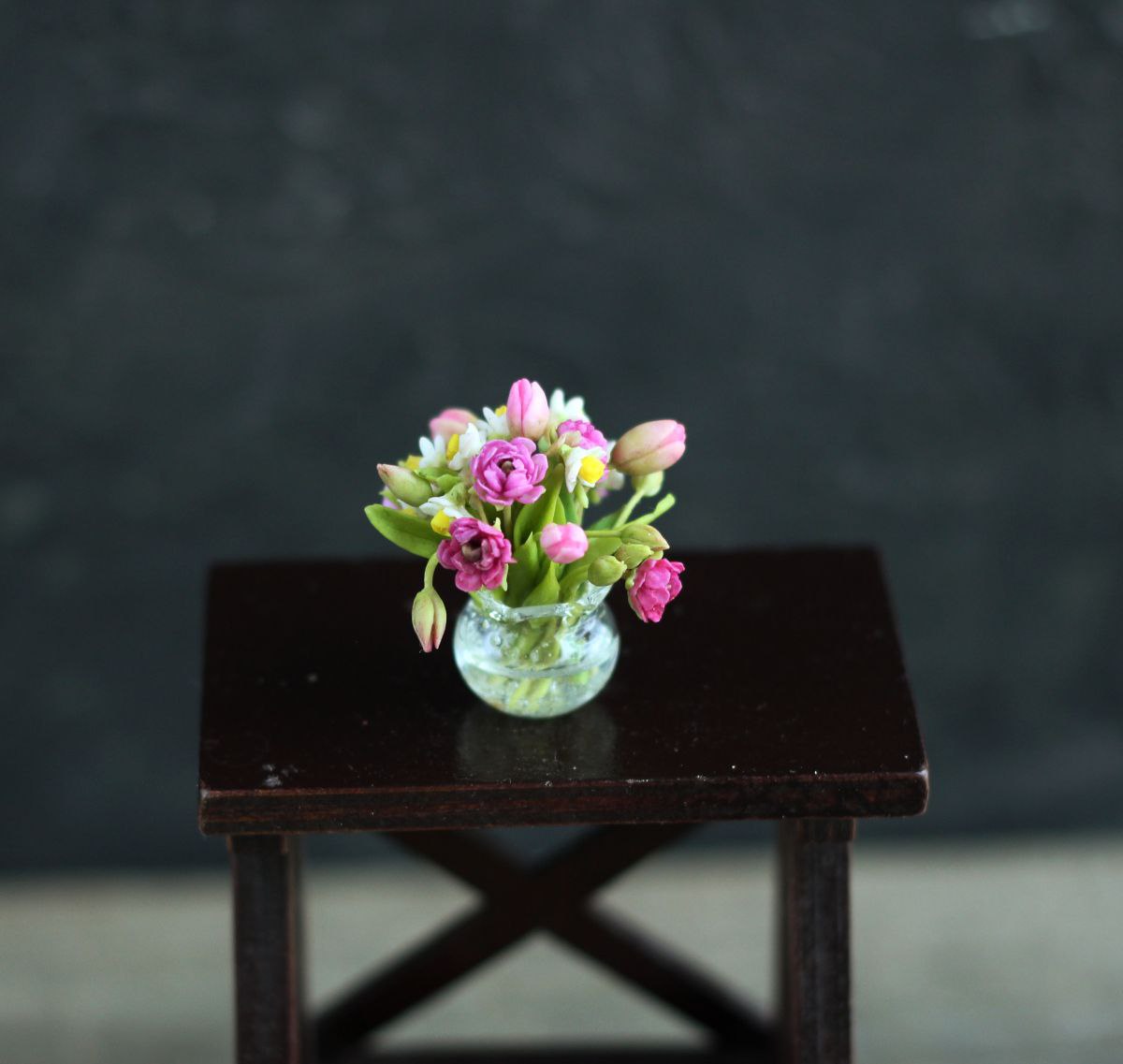 Spring bouquet in a glass vase