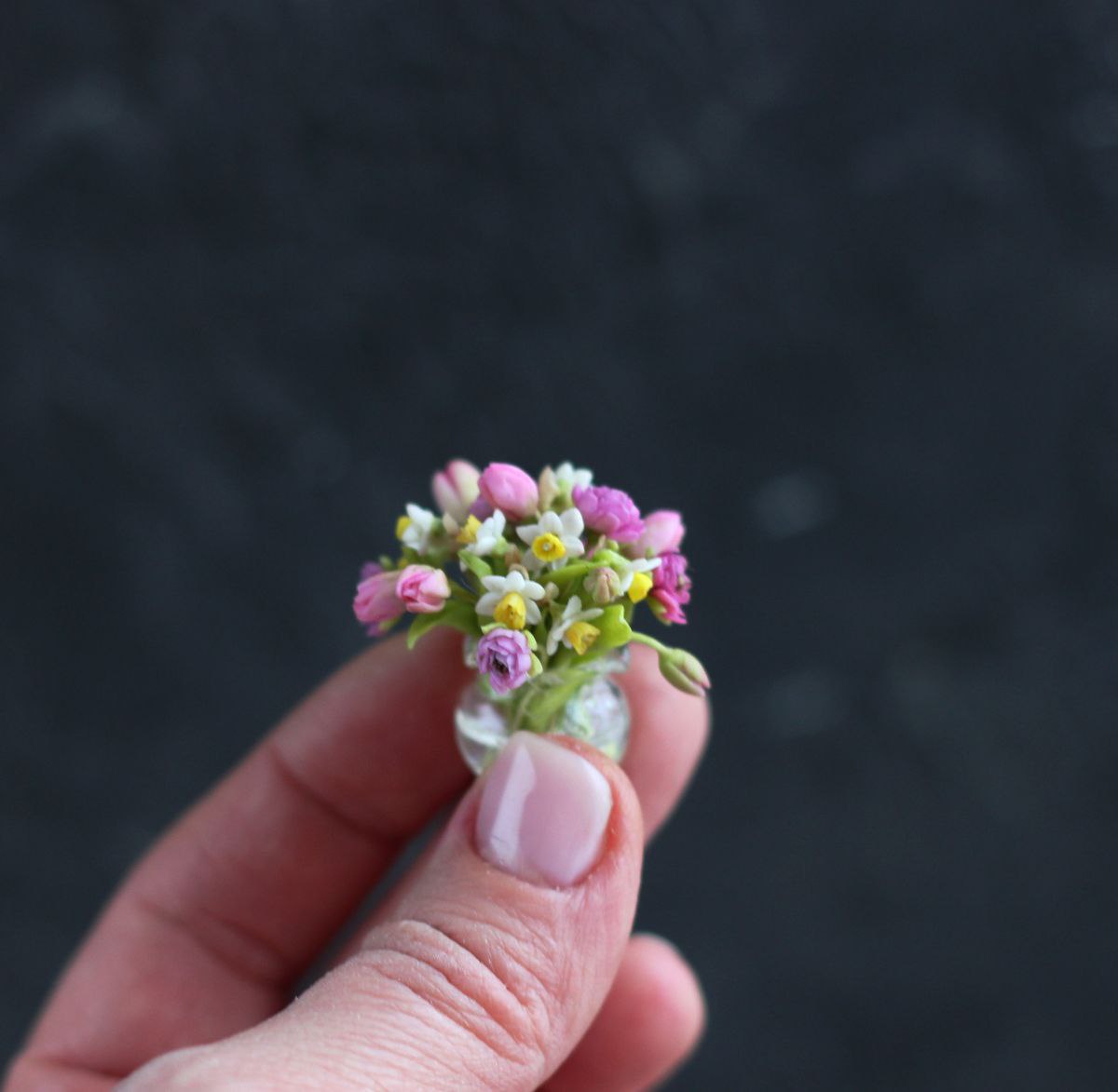 Spring bouquet in a glass vase