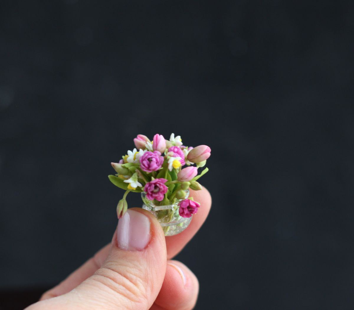 Spring bouquet in a glass vase