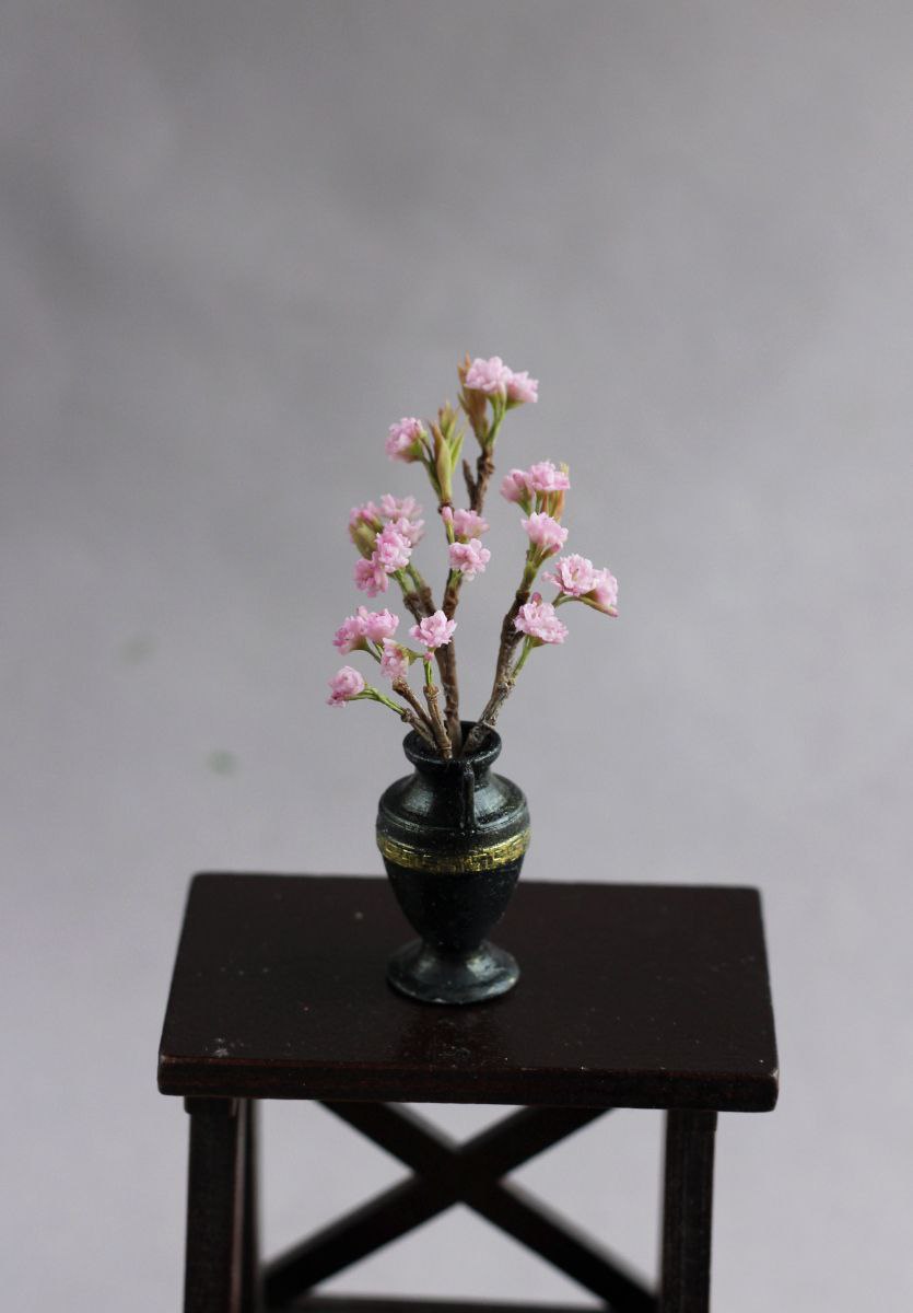 Branch of plum blossom in a pitcher. Miniature 1:12