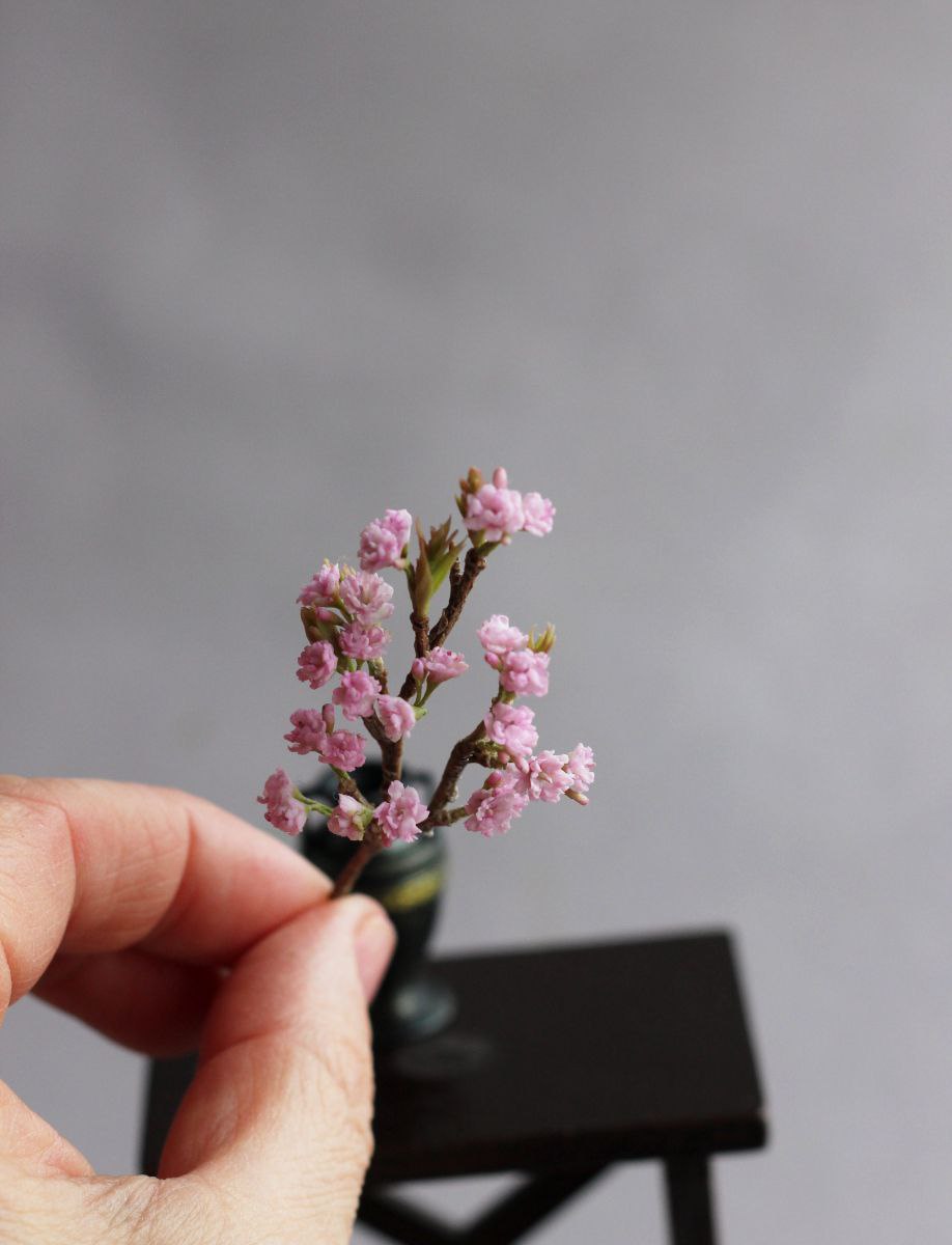 Branch of plum blossom in a pitcher. Miniature 1:12