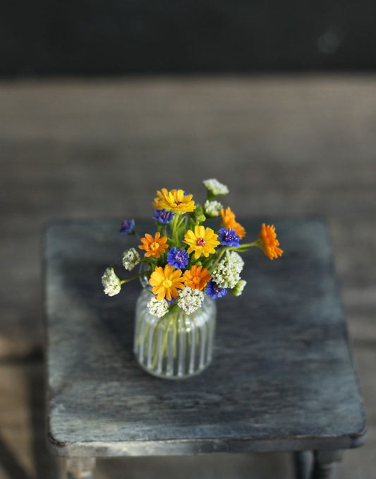 Summer collapsible bouquet with cornflowers