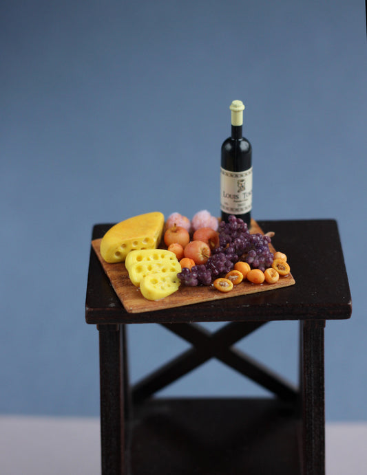 1:6 fruit, cheese and wine cutting board for dollhouse
