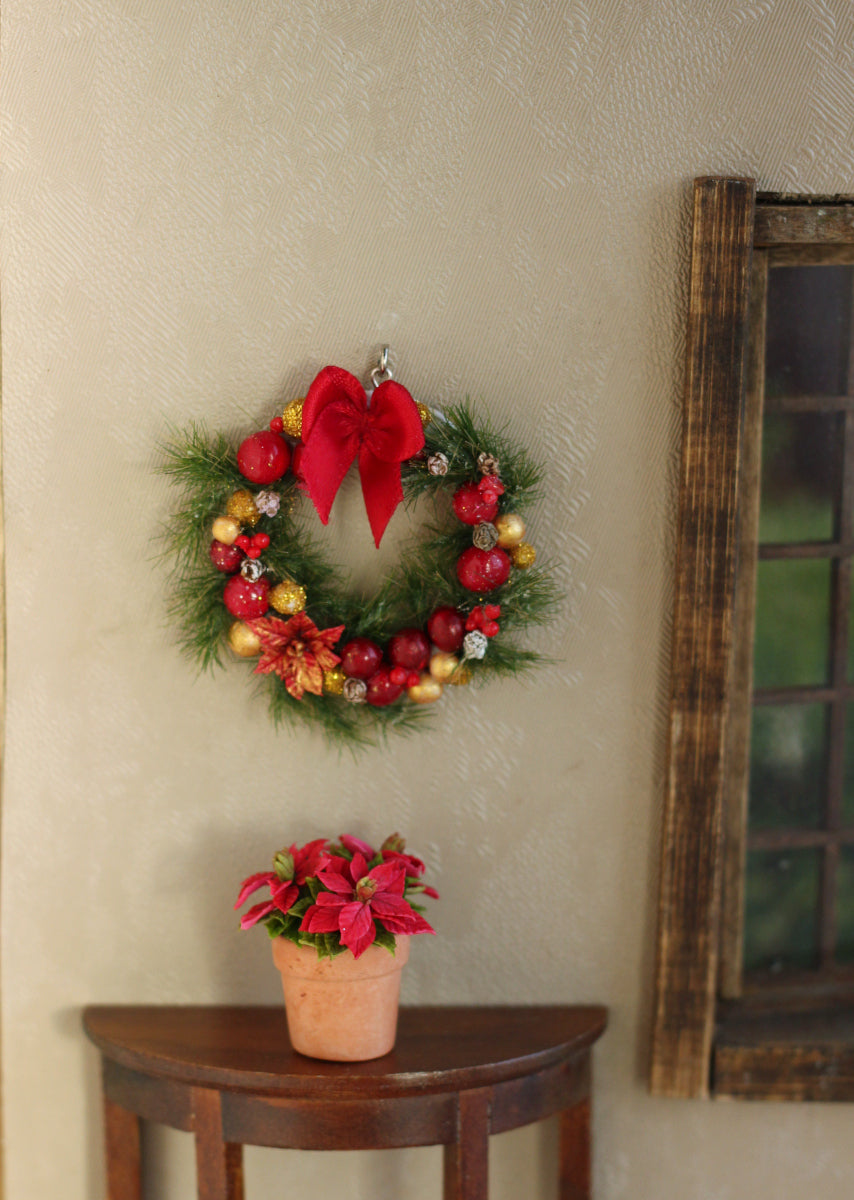 Christmas wreath for dollhouse 1:12