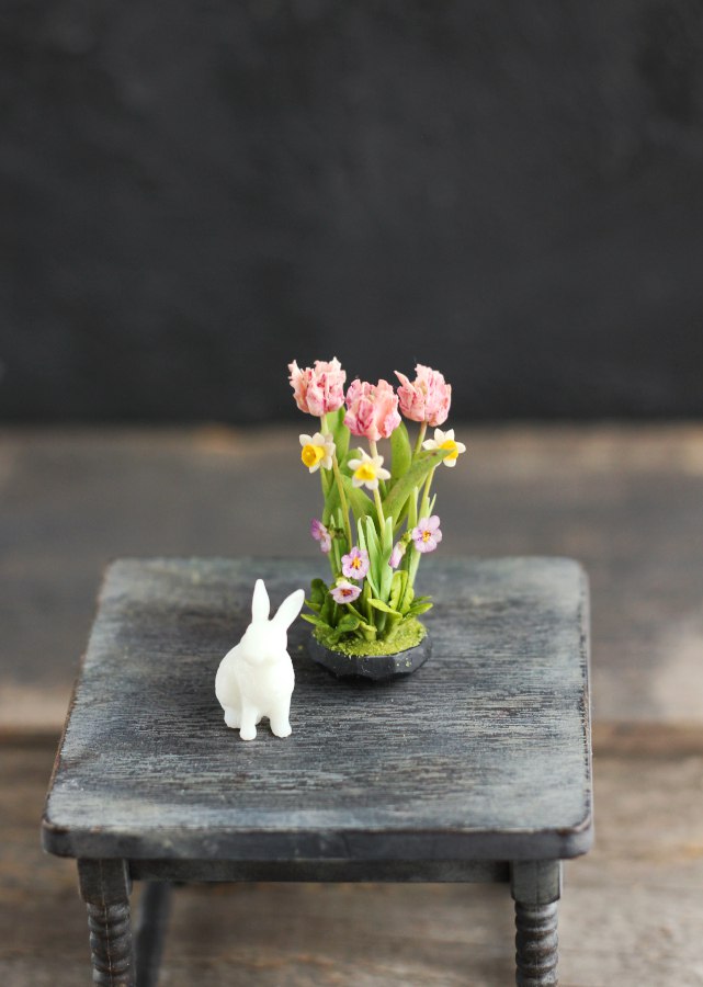 Spring composition with Easter bunny