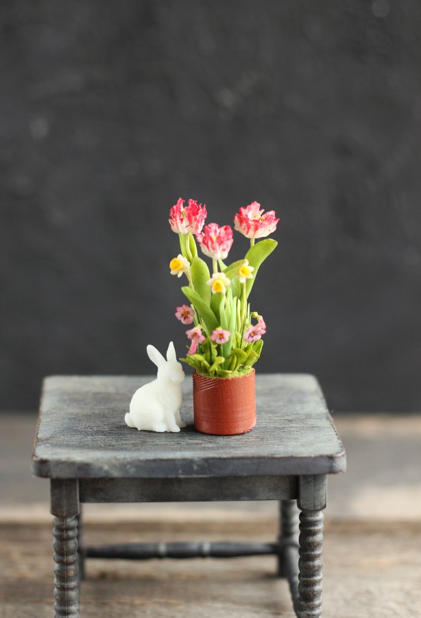 Spring composition with Easter bunny