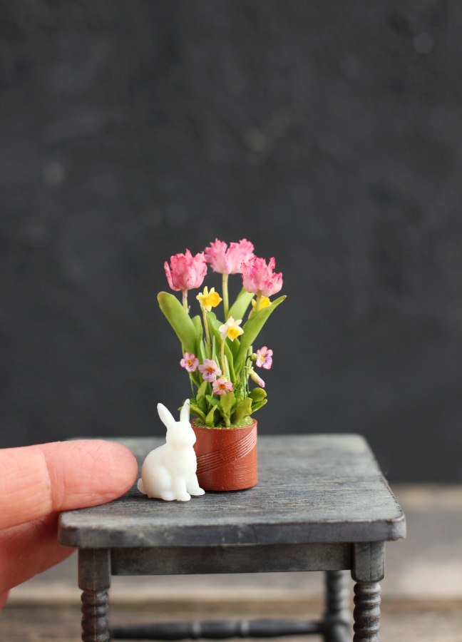 Spring composition with Easter bunny