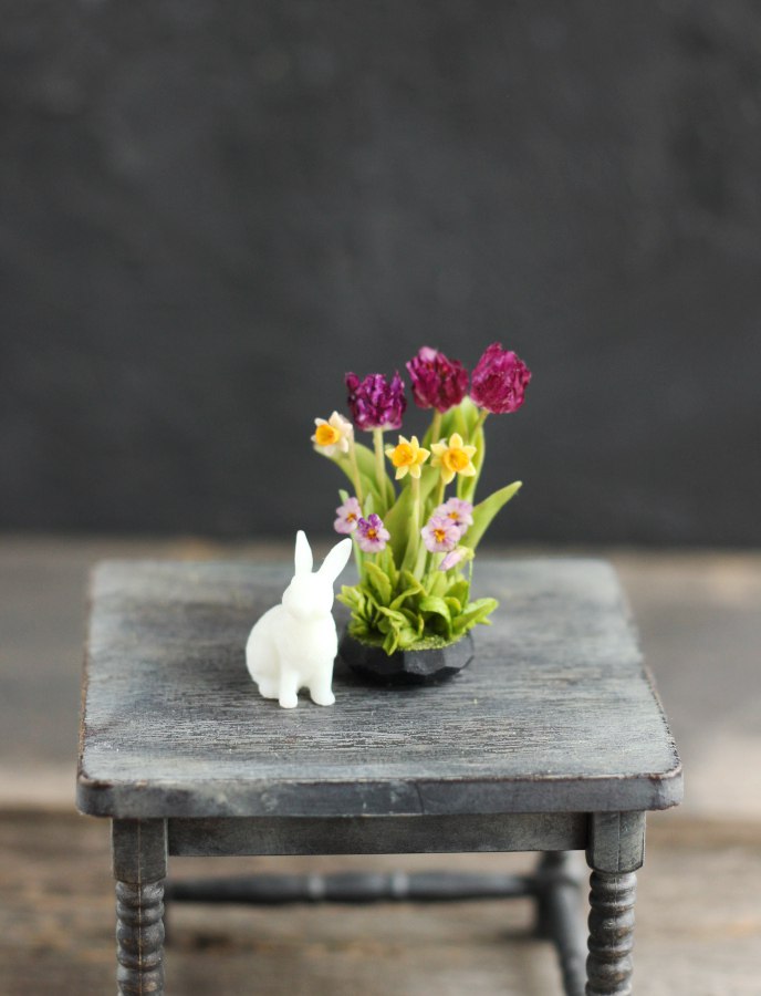Spring composition with Easter bunny