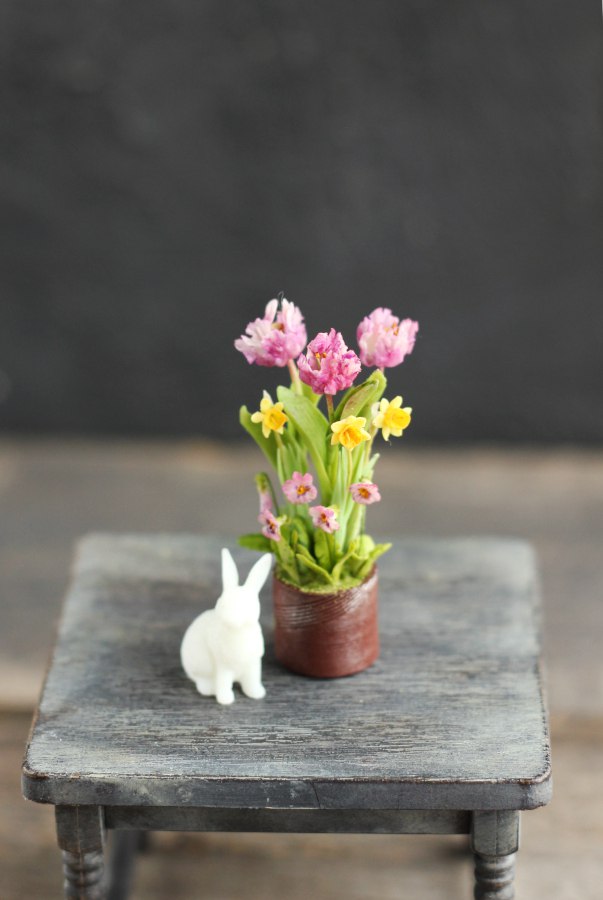 Spring composition with Easter bunny