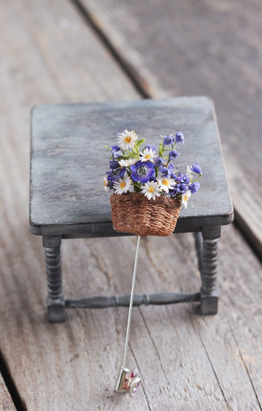 *                                Brooch basket with miniature flowers