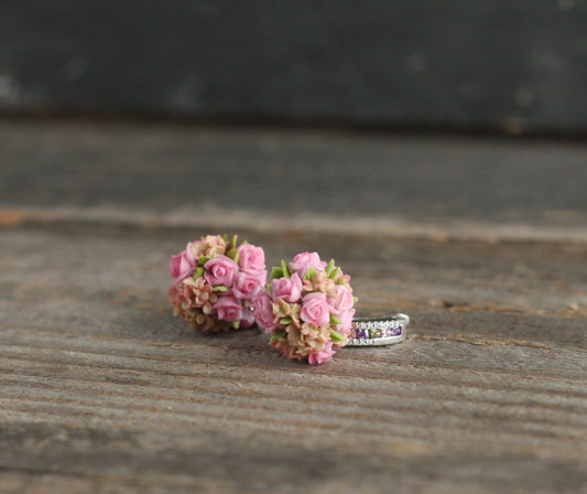 *                                   Silver ball earrings with flowers